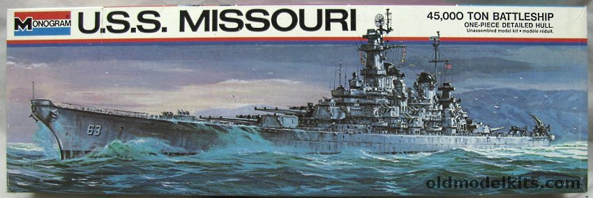 Monogram 1/500 USS Missouri BB63 Battleship, 3000 plastic model kit